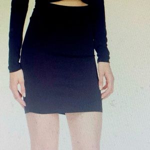 Michael Kors black solid ruched mini skirt NWT size M stretch silver zipper